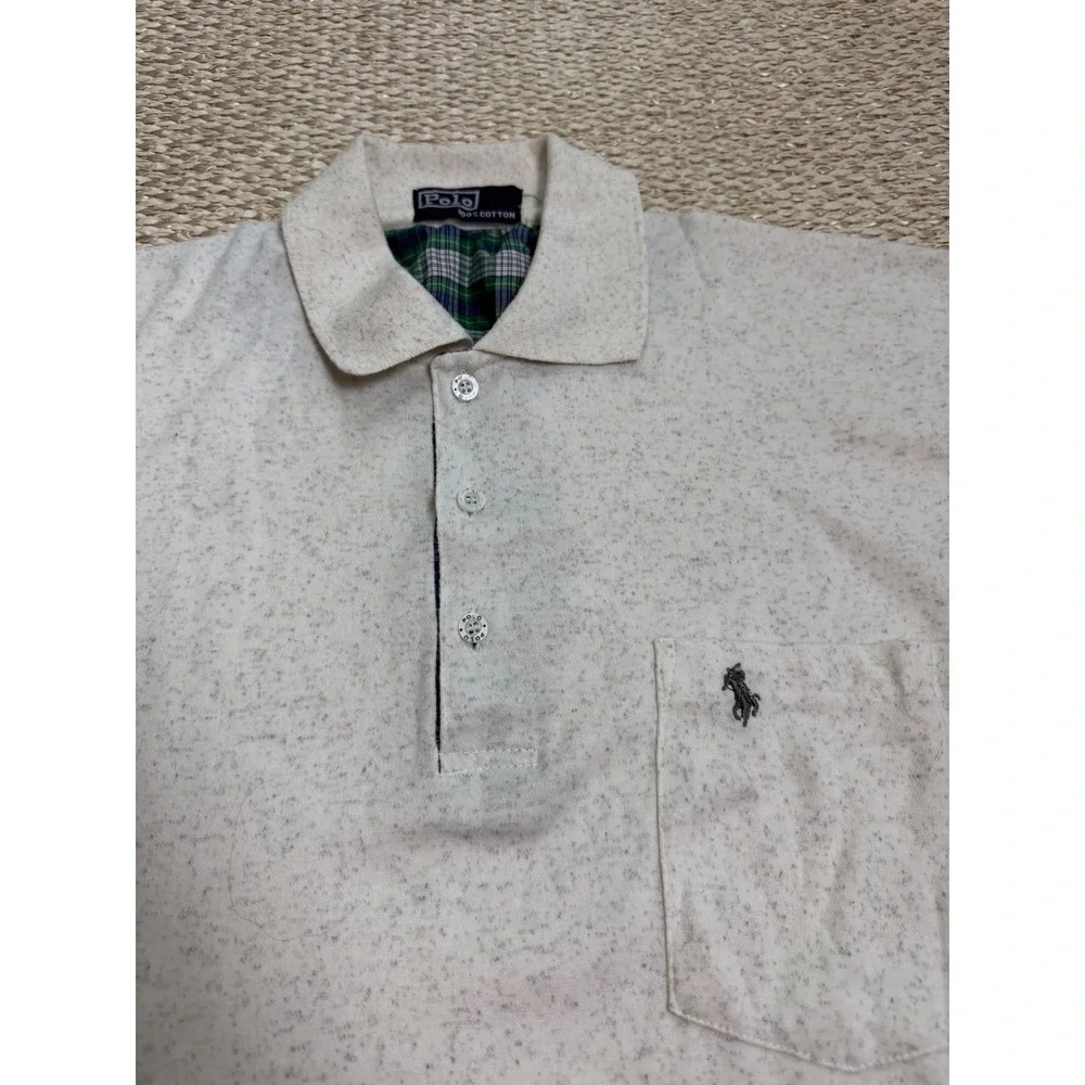 Polo Ralph Lauren Mens vintage‎ Heather Speckled Cotton Pocket Polo Shirt LG